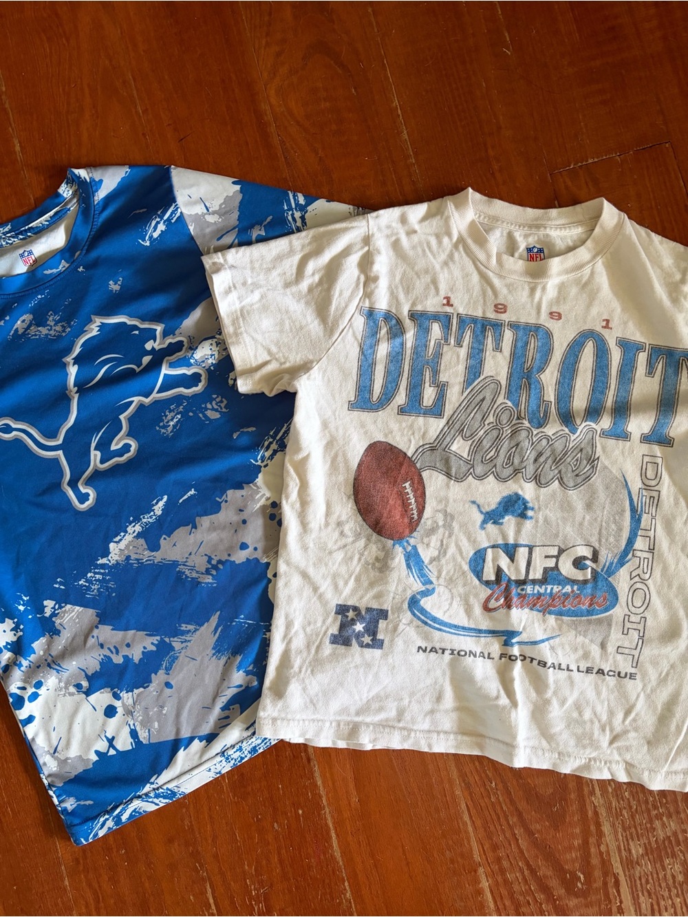 NFL Detroit Lions White and Blue Kids Tee with Team Graphics